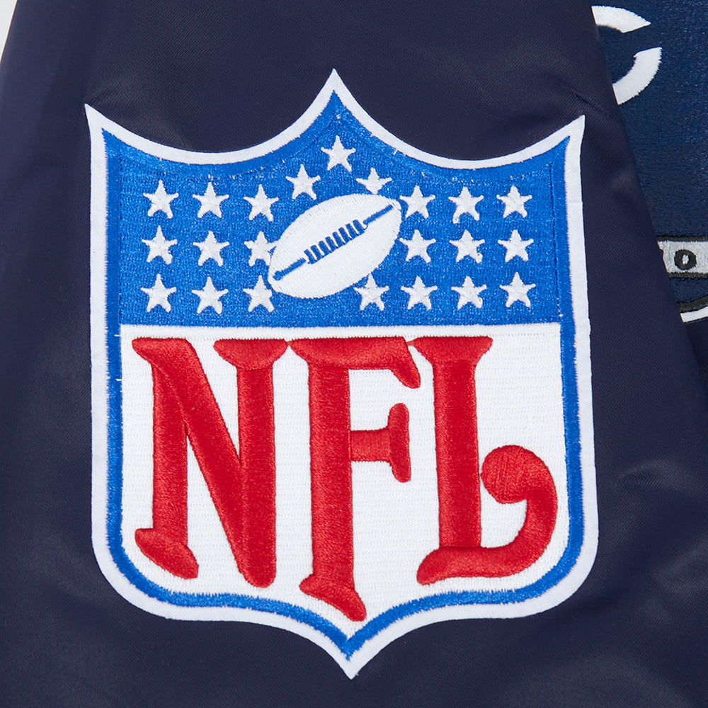 Chicago Bears Pro Standard Navy Satin Retro Classic Jacket product image 8, provided for visual reference and product detail
