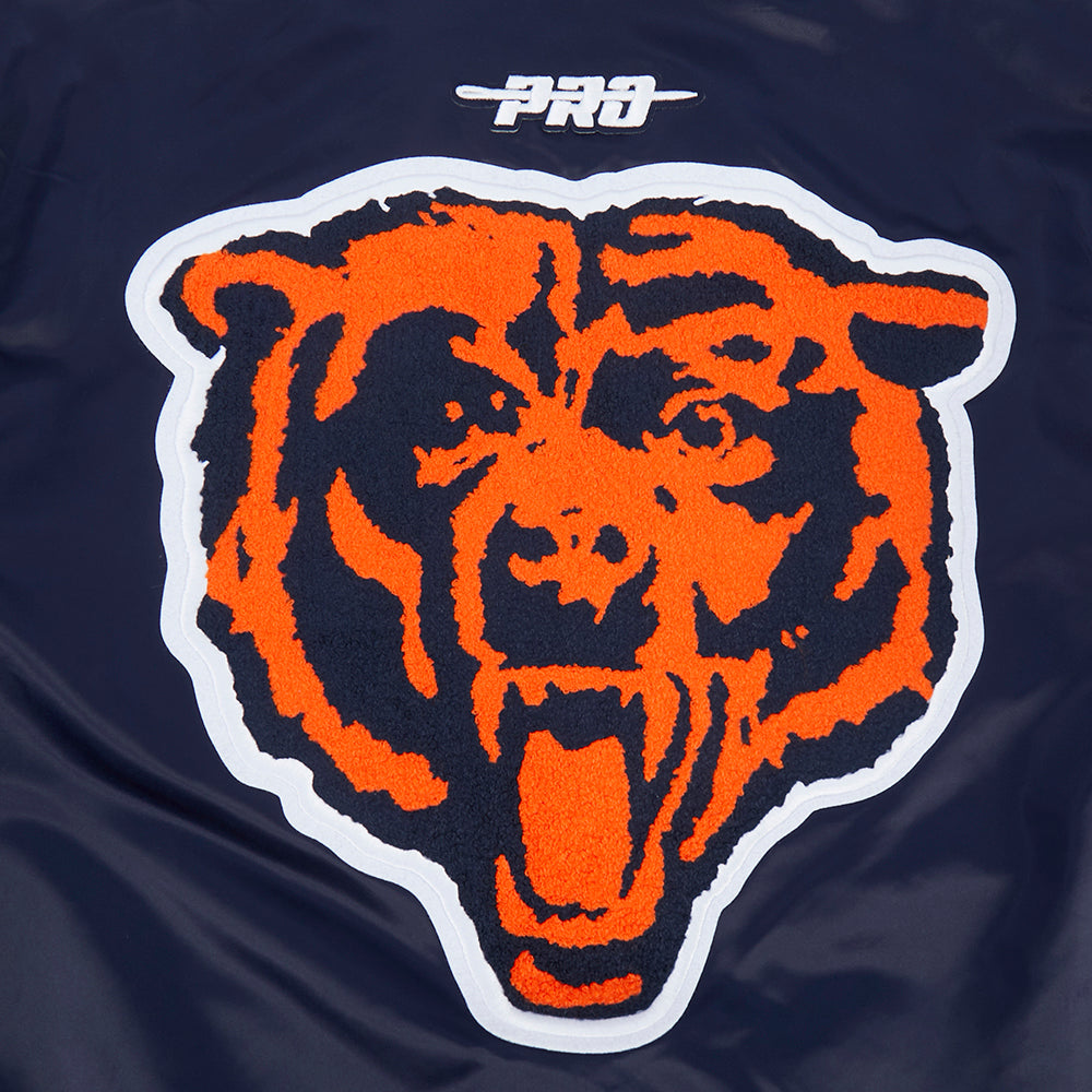 Chicago Bears Pro Standard Navy Satin Retro Classic Jacket product image 9, provided for visual reference and product detail