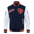 Chicago Bears Pro Standard Script Tail Wool Varsity Jacket product image 1, provided for visual reference and product detail