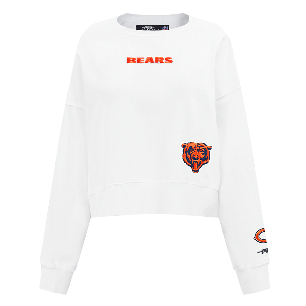 Chicago Bears Pro Standard Women White Wingspan Crewneck Sweatshirt product image 1, provided for visual reference and
