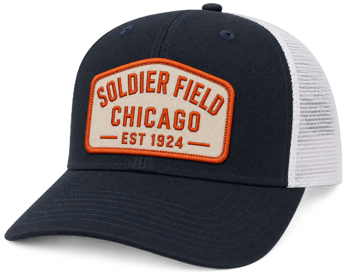 Chicago Bears Soldier Field Mid-Pro Trucker Snapback Hat product image 1, provided for visual reference and product detail