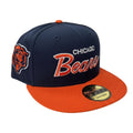 Chicago Bears New Era Navy/Orange Script 9FIFTY Snapback Adjustable Hat product image 1, provided for visual reference and