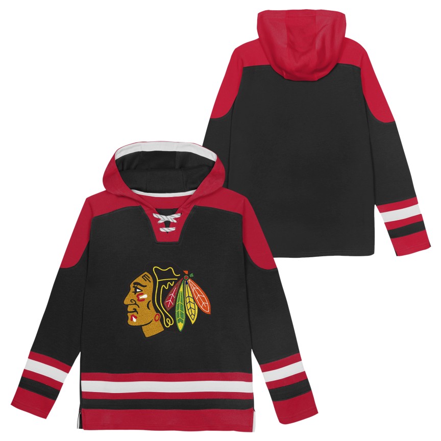 Chicago Blackhawks Black Prime Fleece Kids 4-7 Hoodie product image 1, provided for visual reference and product detail
