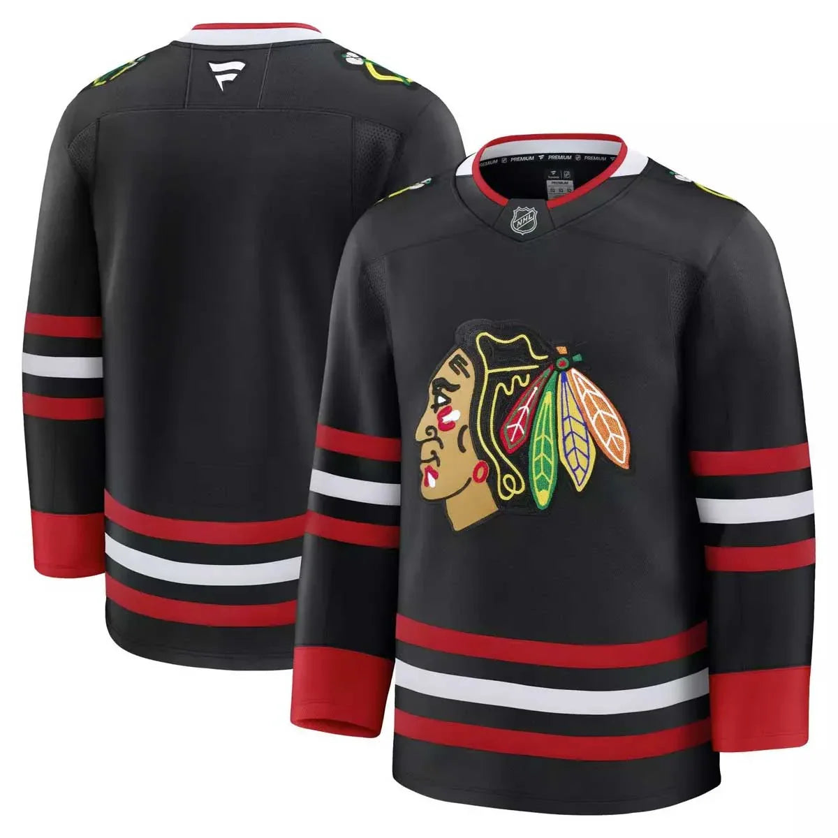 Chicago Blackhawks Fanatics Black Alternate Premium Jersey product image 1, provided for visual reference and product detail