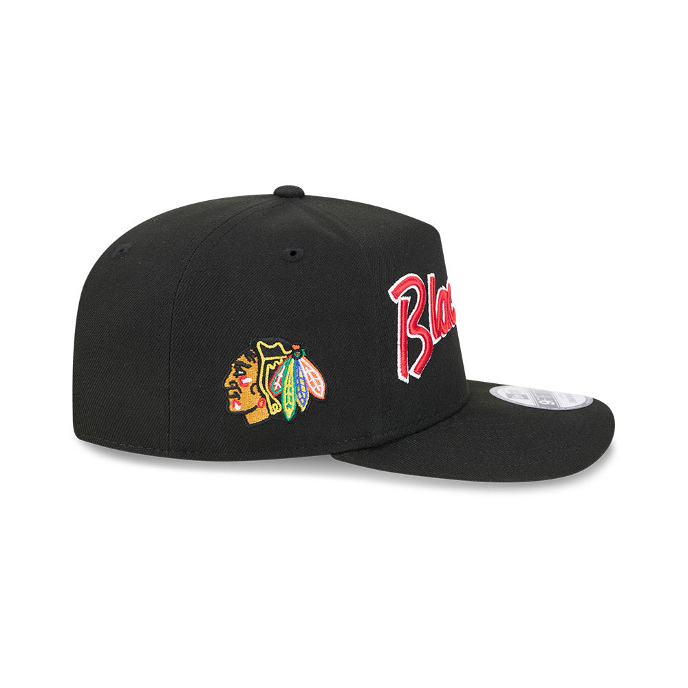 Chicago Blackhawks New Era 9FIFTY A-Frame Script Black Snapback Hat product image 4, provided for visual reference and