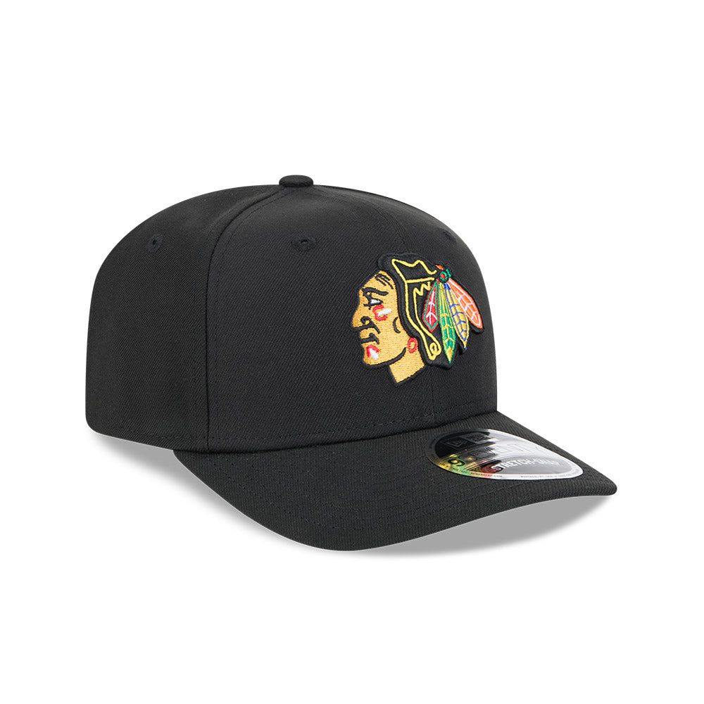 Chicago Blackhawks New Era 9SEVENTY Black Poly Stretch-Snap Adjustable Hat product image 1, provided for visual reference