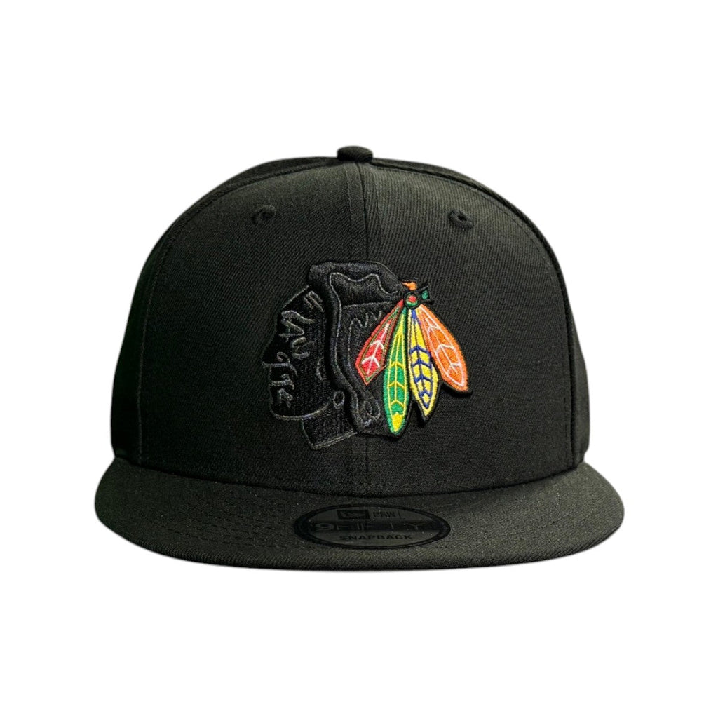 Chicago Blackhawks New Era Color Feathers Black 9FIFTY Snapback Hat product image 2, provided for visual reference and