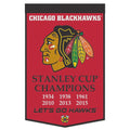 Chicago Blackhawks Stanley Cup Champions 24" x 38" Wool Banner product image 1, provided for visual reference and product