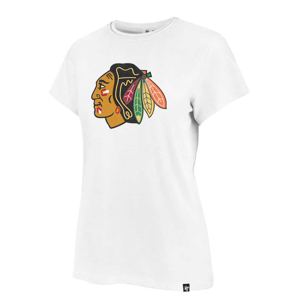 Chicago Blackhawks '47 Women White Primary Logo Frankie T-Shirt product image 2, provided for visual reference and product