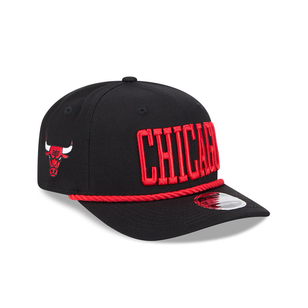 Chicago Bulls New Era 9SEVENTY Black Wordmark Stretch-Snap Adjustable Hat product image 1, provided for visual reference and