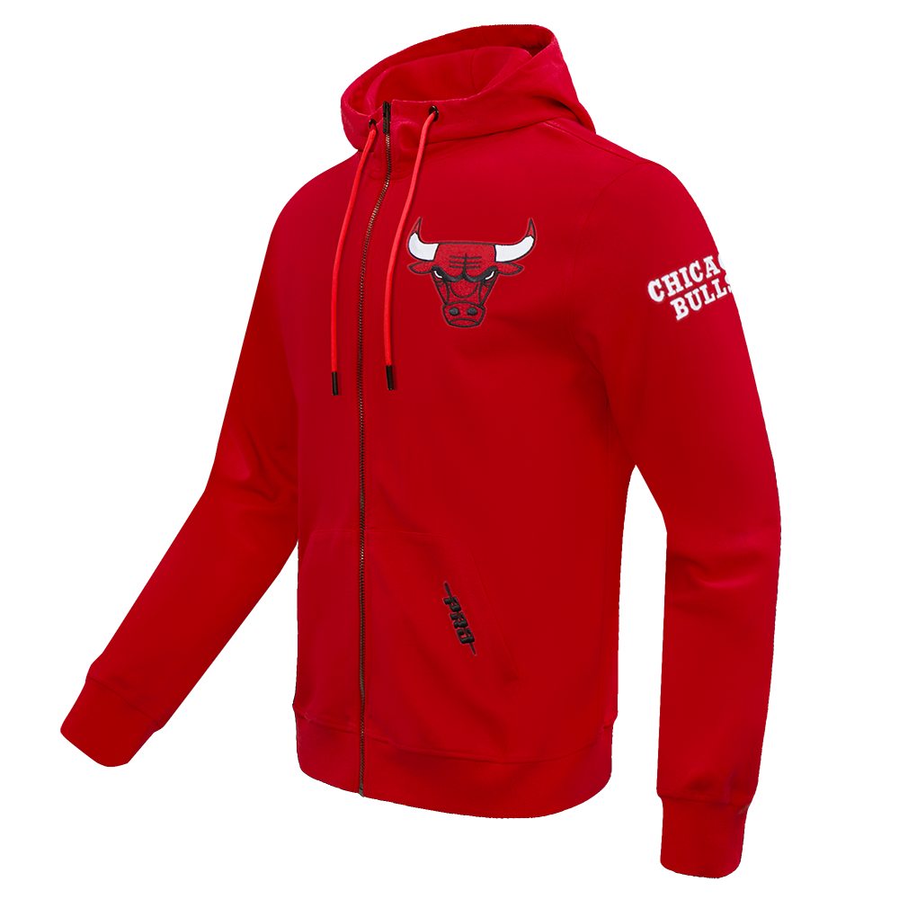 Chicago Bulls Pro Standard Men Red Classic Chenille Full Zip Hoodie product image 1, provided for visual reference and
