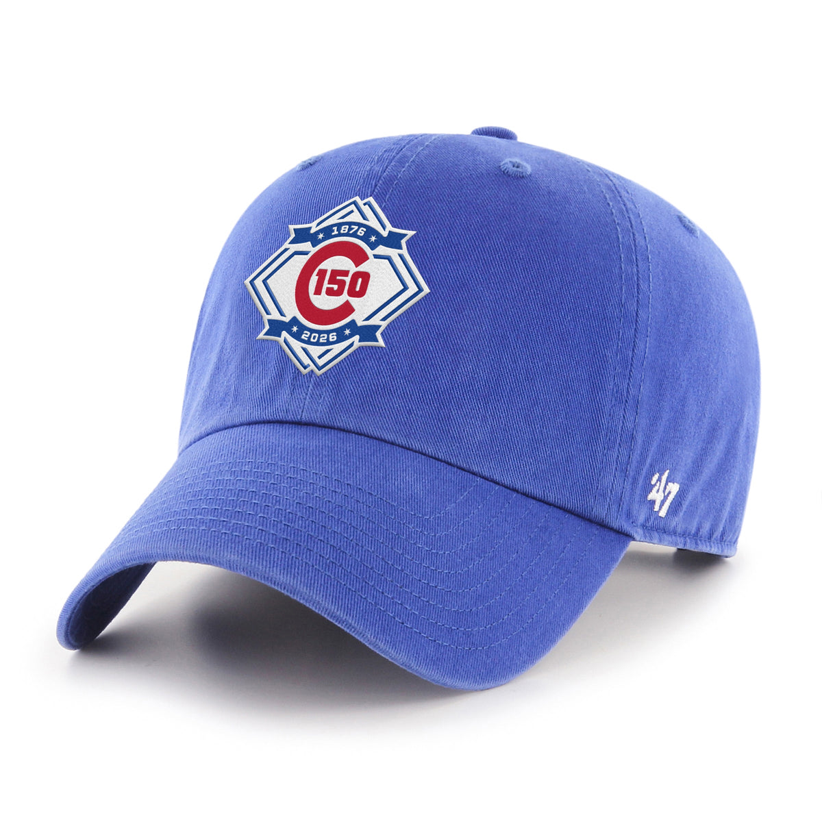 Chicago Cubs 47' 150TH Anniversary Patch Royal Clean Up Adjustable Hat product image 1, provided for visual reference and