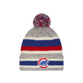 Chicago Cubs New Era Crawl Bear Striped Knit Beanie product image 1, provided for visual reference and product detail review