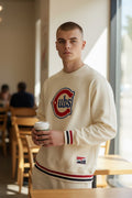 Chicago Cubs New Era Cream ALT 2 Crewneck Sweatshirt product image 1, provided for visual reference and product detail review