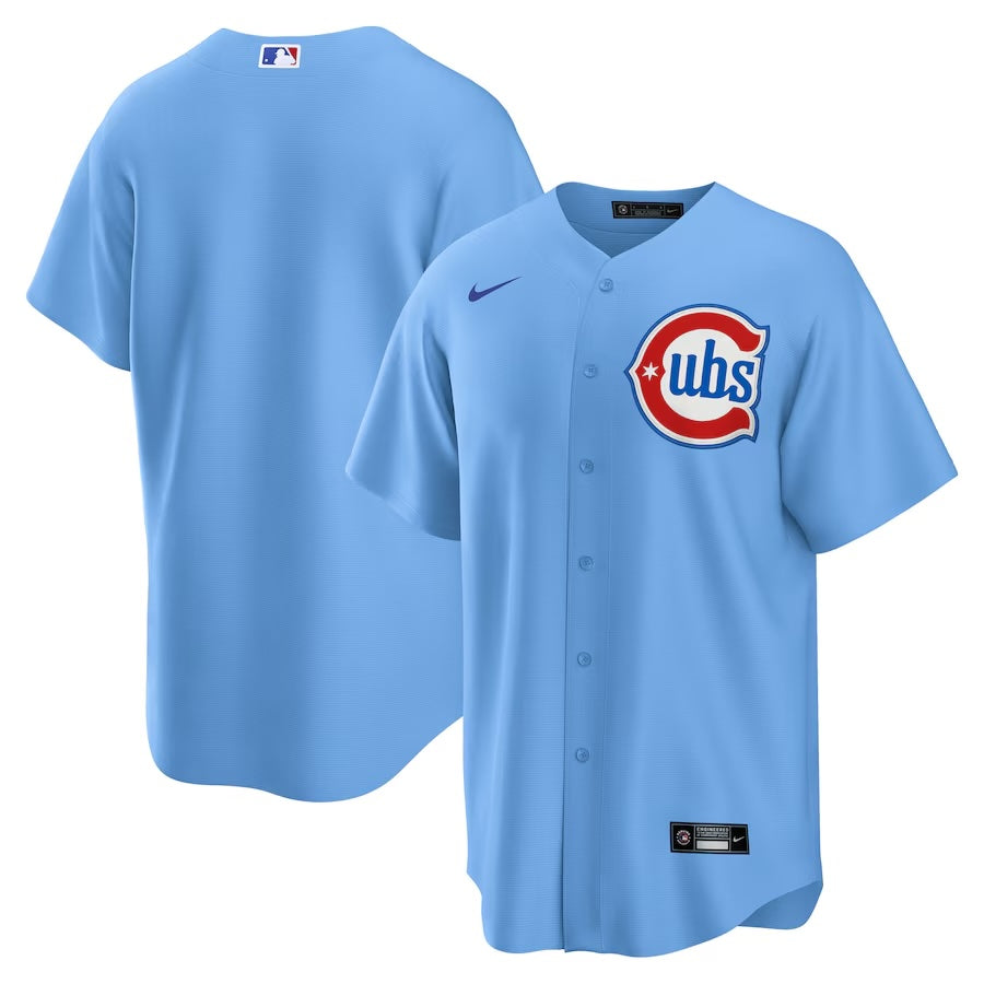 Chicago Cubs Nike Men Light Blue Alt 2 Replica Jersey product image 1, provided for visual reference and product detail