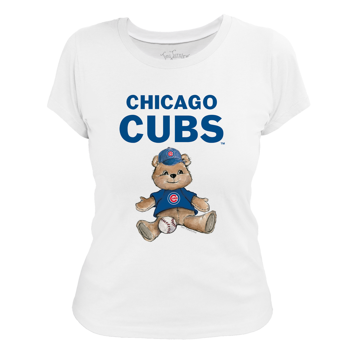 Chicago Cubs Tiny Turnip Women’s White Teddy T-Shirt product image 1, provided for visual reference and product detail review