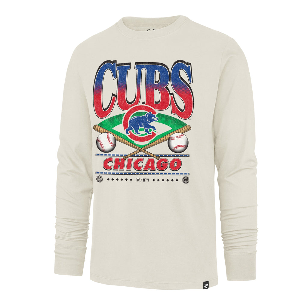 Chicago Cubs '47 Straight Shot Two Natural Long Sleeve T-Shirt product image 1, provided for visual reference and product