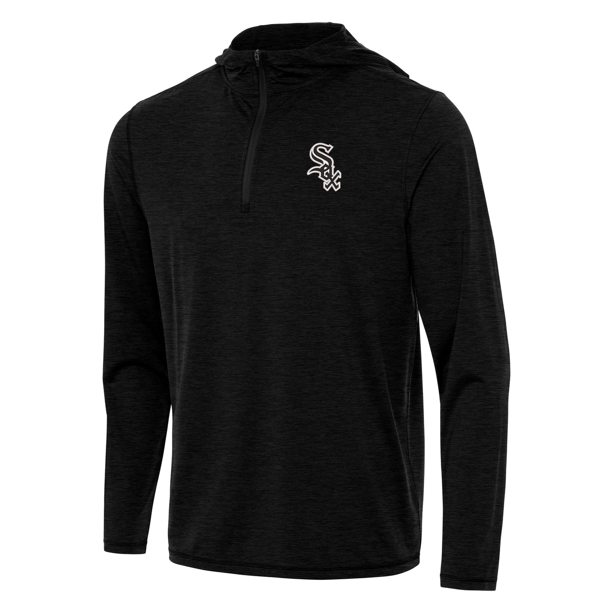 Chicago White Sox Antigua 1/4 Zip Tidy Black Pullover Hoodie product image 1, provided for visual reference and product