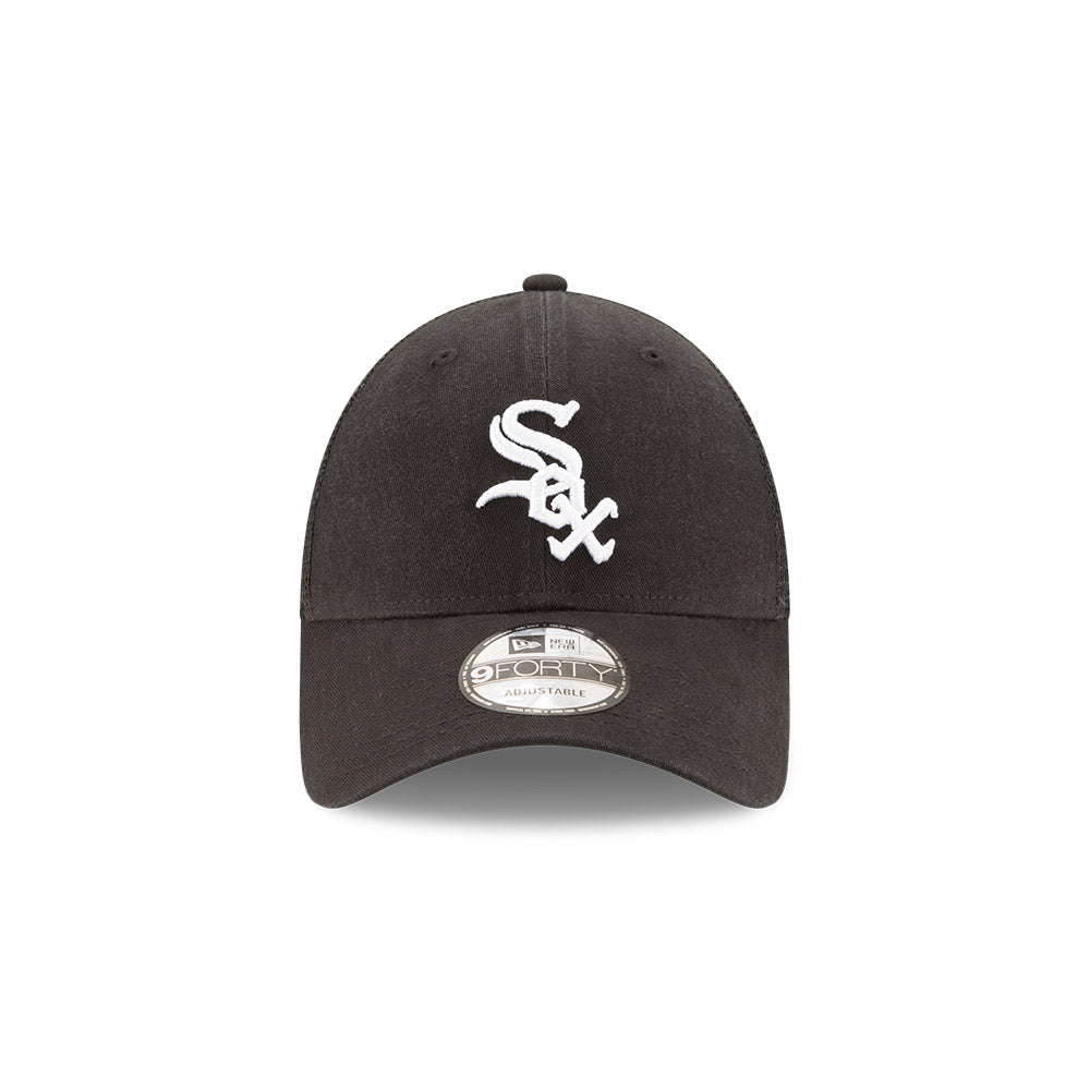 Chicago White Sox New Era Black 9FORTY Trucker Adjustable Hat product image 2, provided for visual reference and product