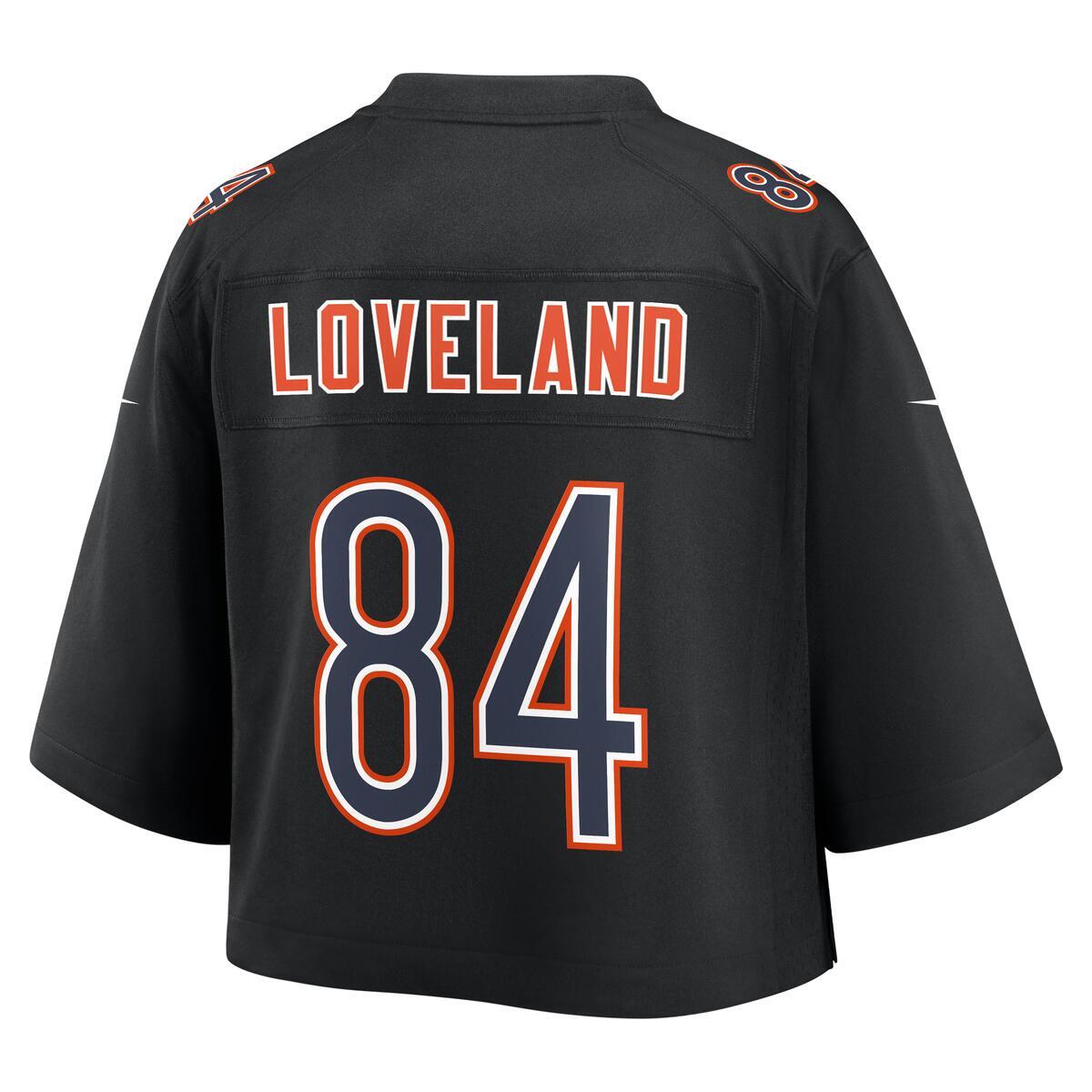 Colston Loveland #84 Chicago Bears Black Crop Fashion Jersey product image 4, provided for visual reference and product