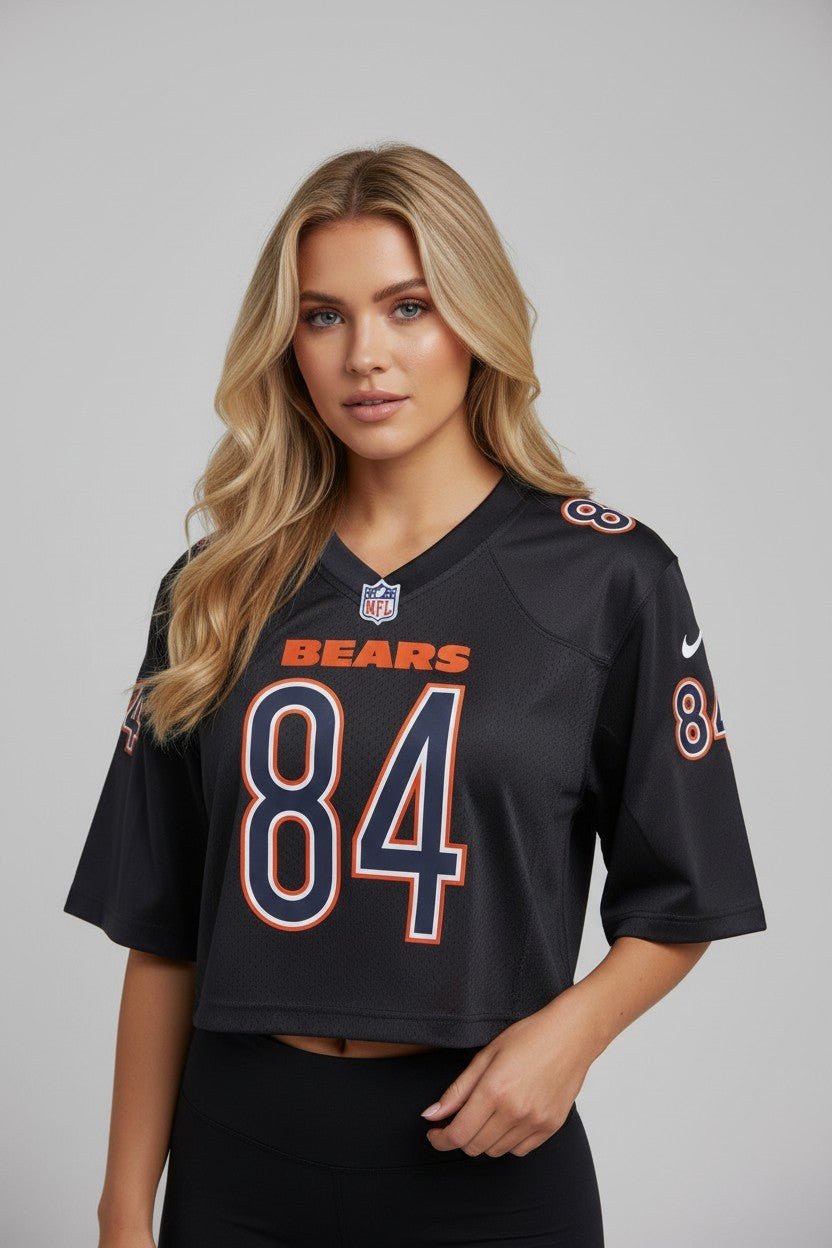 Colston Loveland #84 Chicago Bears Black Crop Fashion Jersey product image 1, provided for visual reference and product