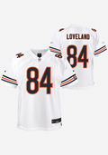 Colston Loveland #84 Chicago Bears Nike Youth White Game Jersey product image 1, provided for visual reference and product