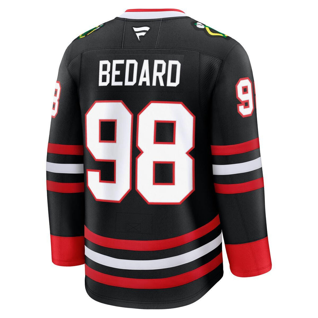 Connor Bedard Chicago Blackhawks Fanatics Premium Black Alternate Jersey product image 2, provided for visual reference and
