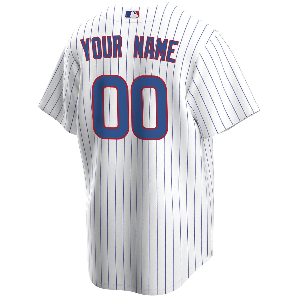 Custom Chicago Cubs Nike White Pinstripe Home Limited Men Jersey product image 2, provided for visual reference and product