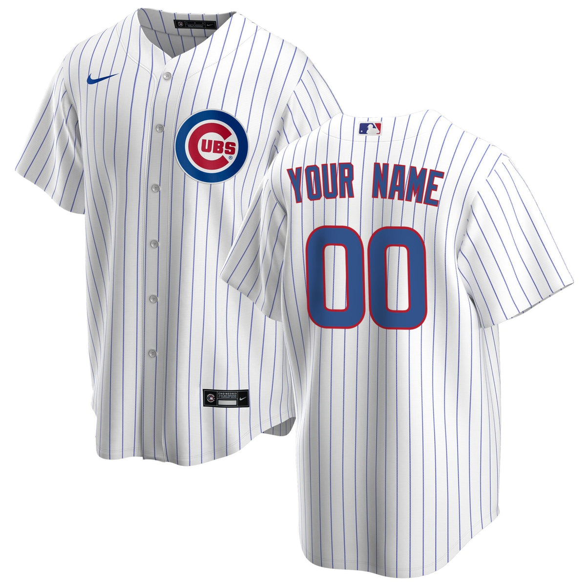 Custom Chicago Cubs Nike White Pinstripe Home Limited Men Jersey product image 1, provided for visual reference and product