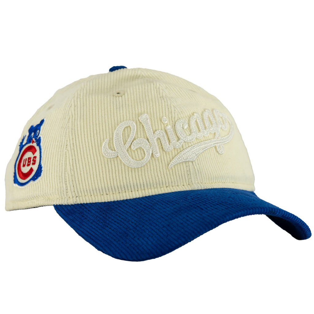 Chicago Cubs Corduroy Chrome/Royal Caitlin New Era 9TWENTY Adjustable Hat product image 1, provided for visual reference and