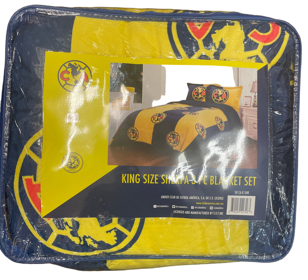 Club America King Size Sherpa 3PC Blanket Set with 2 Pillow Shams product image 2, provided for visual reference and product