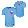 Dansby Swanson Chicago Cubs Nike Youth Alt 2 Baby Blue Jersey product image 1, provided for visual reference and product