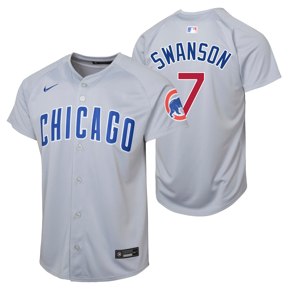 Dansby Swanson Chicago Cubs Nike Youth Road Grey Limited Jersey product image 1, provided for visual reference and product