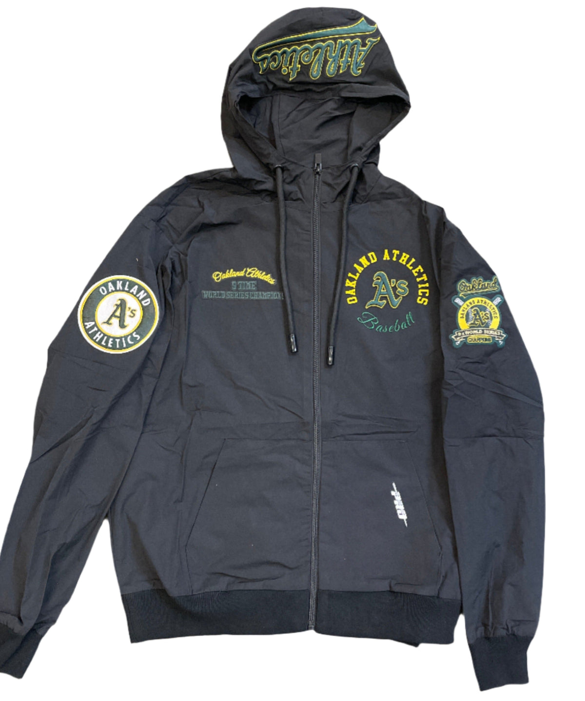 Pro Standard Men Oakland Athletics Hybrid Woven Hoodie-Black product image 1, provided for visual reference and product