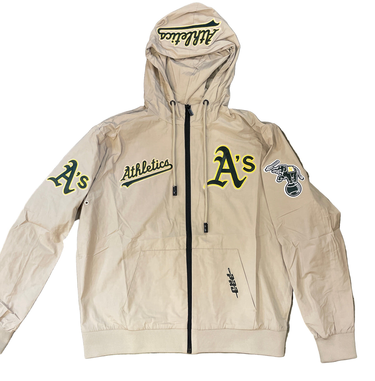 Pro Standard Men Athletics Hybrid Woven Hoodie-Khaki product image 1, provided for visual reference and product detail review