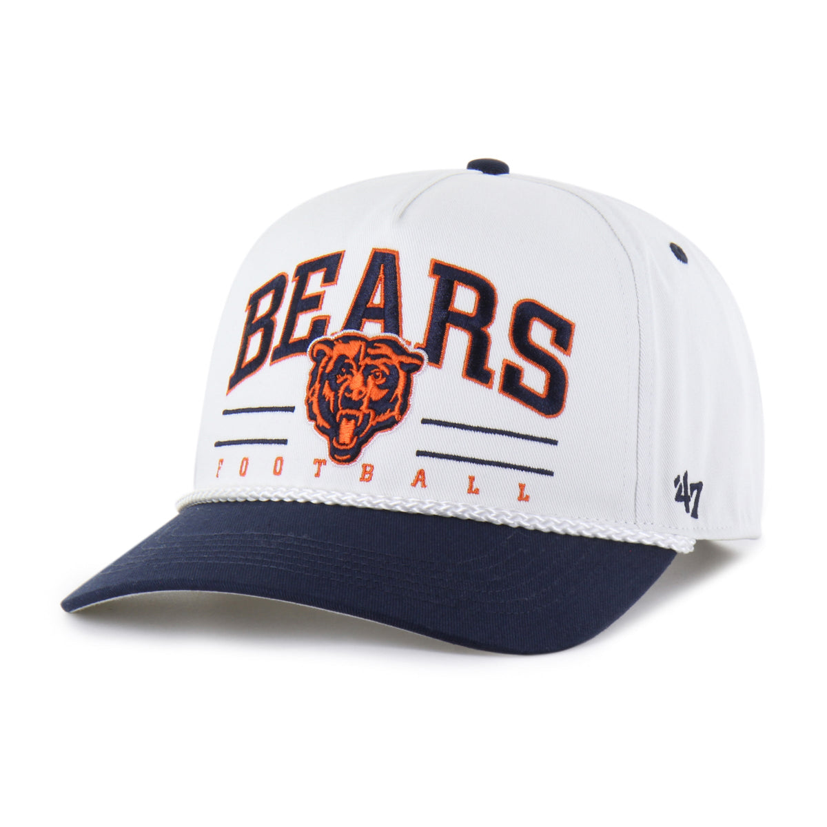 Chicago Bears '47 Hitch White/Navy Roscoe Adjustable Hat product image 1, provided for visual reference and product detail