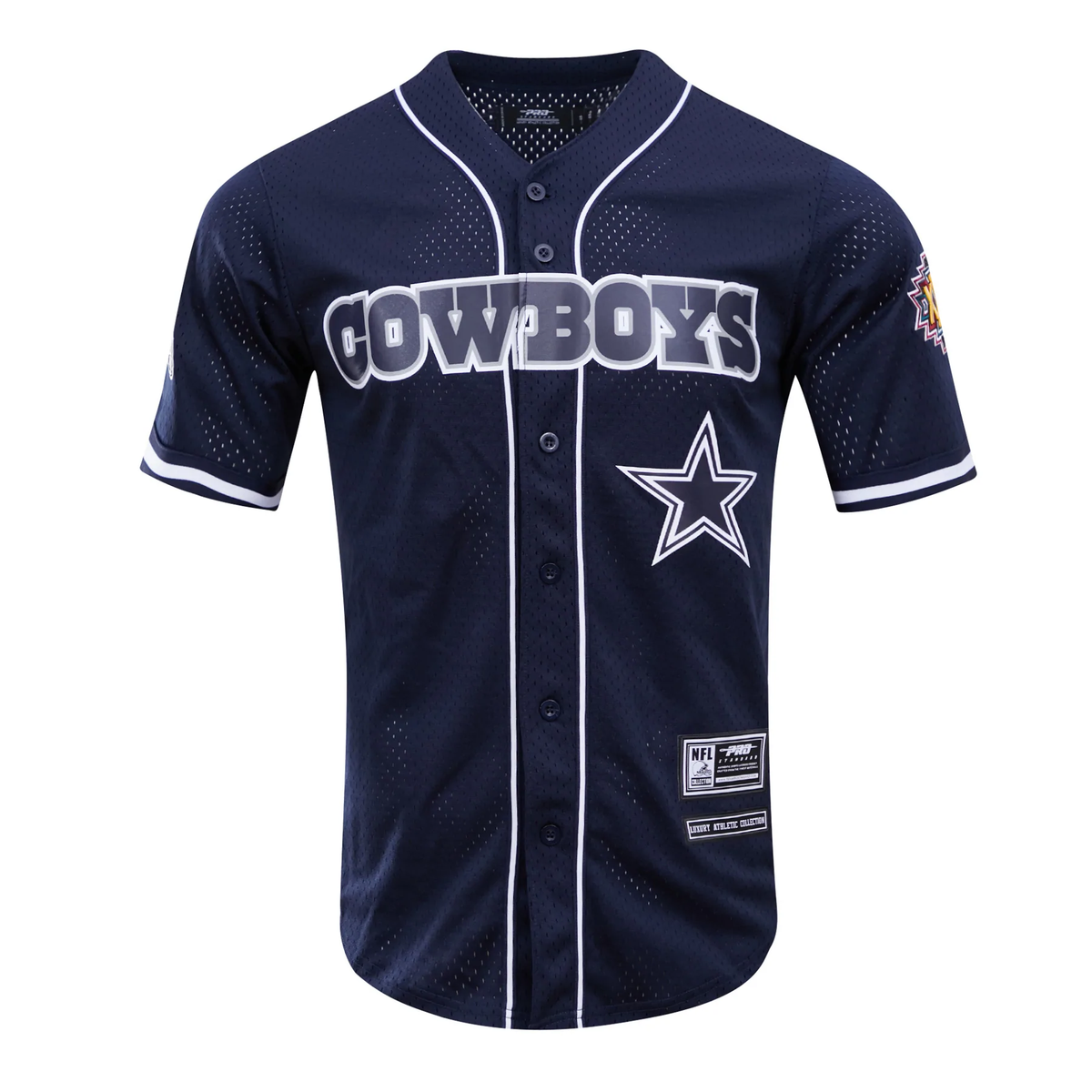 PRO STANDARD DALLAS COWBOYS LOGO MESH BUTTON UP SHIRT-Navy product image 2, provided for visual reference and product detail