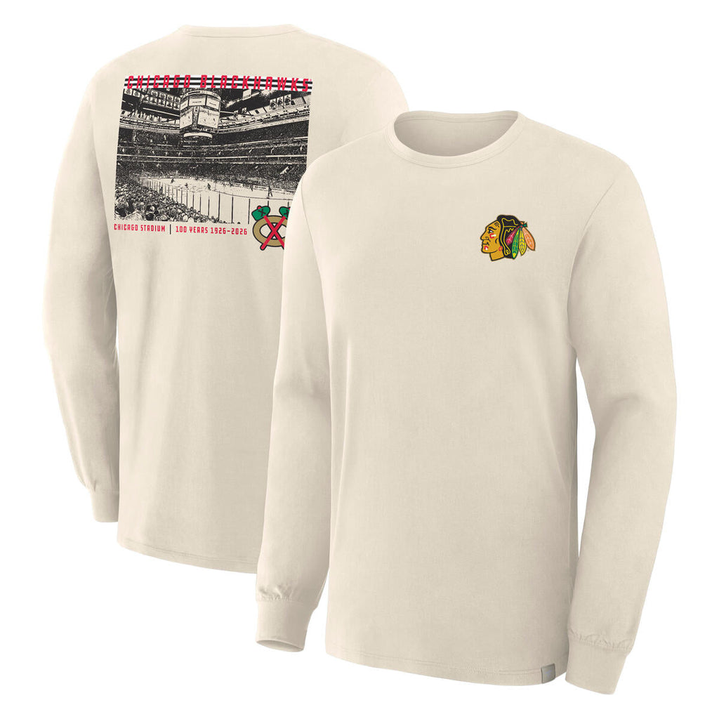 Chicago Blackhawks 100 Year Centennial Long Sleeve T-Shirt product image 1, provided for visual reference and product detail