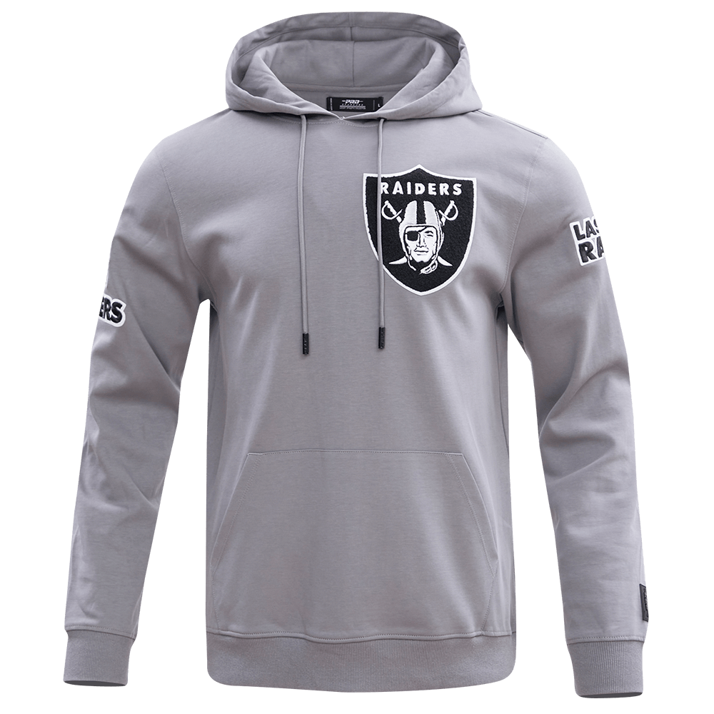 Pro Standard Men Las Vegas Raiders Classic Chenille Double Knit Pullover Hoodie - Gray product image 1, provided for visual
