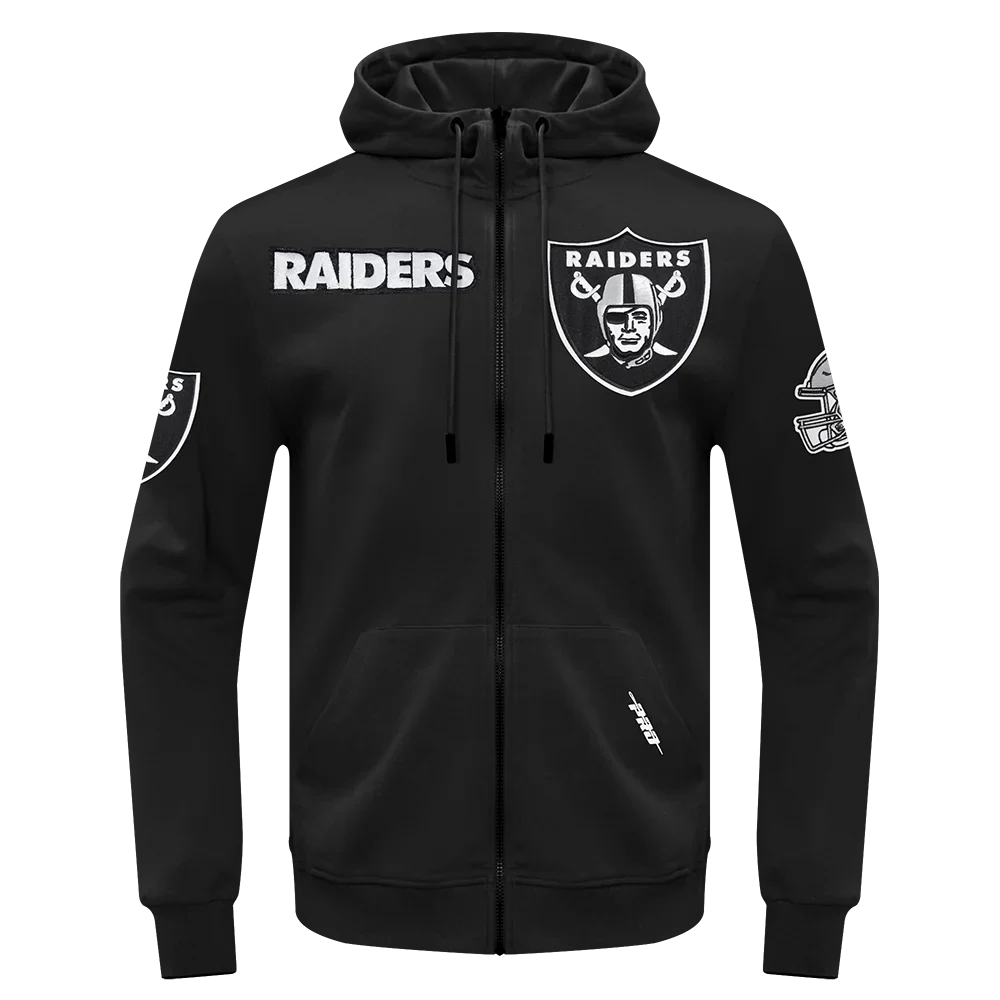 Pro Standard Men Las Vegas Raiders Classic Wind Suit Woven Full-Zip Hoodie -Black product image 1, provided for visual