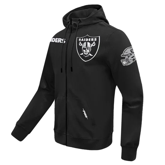 Pro Standard Men Las Vegas Raiders Classic Wind Suit Woven Full-Zip Hoodie -Black product image 3, provided for visual