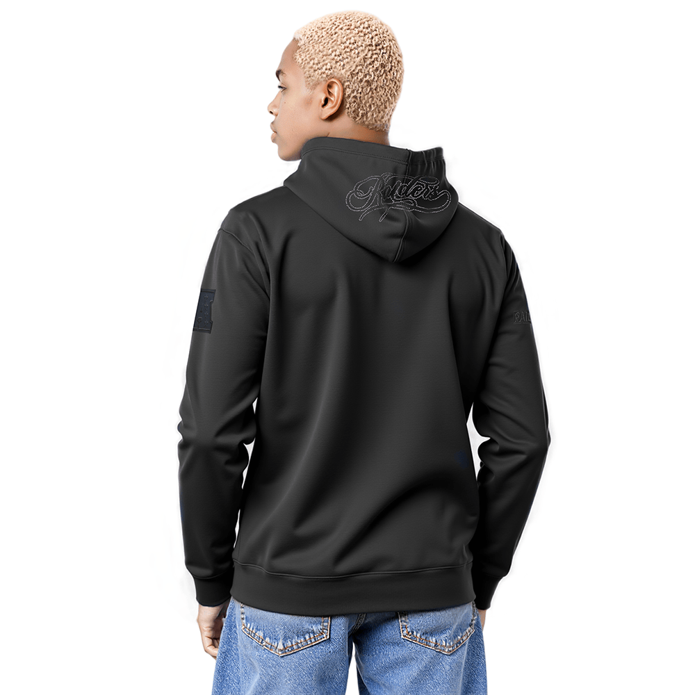 Pro Standard Men Las Vegas Raiders Blackout Drop Shoulder Fleece Pullover Hoodie - Black product image 2, provided for