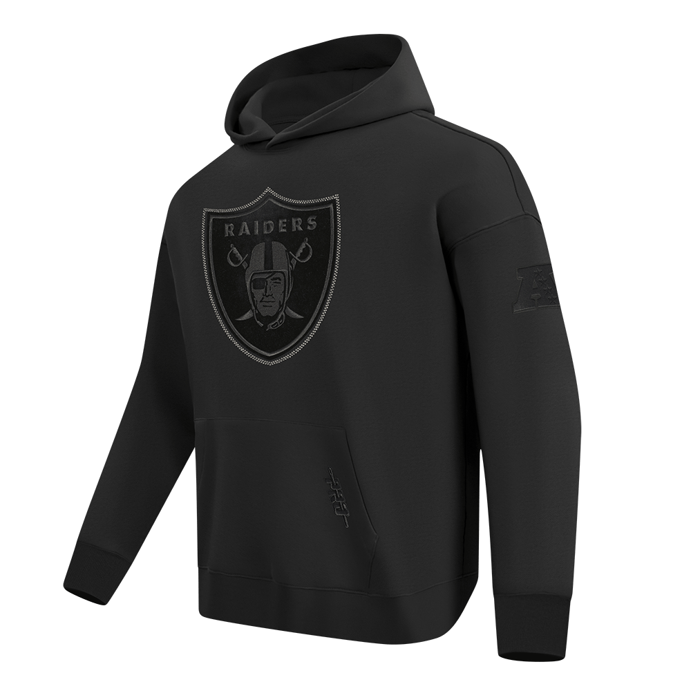 Pro Standard Men Las Vegas Raiders Blackout Drop Shoulder Fleece Pullover Hoodie - Black product image 3, provided for