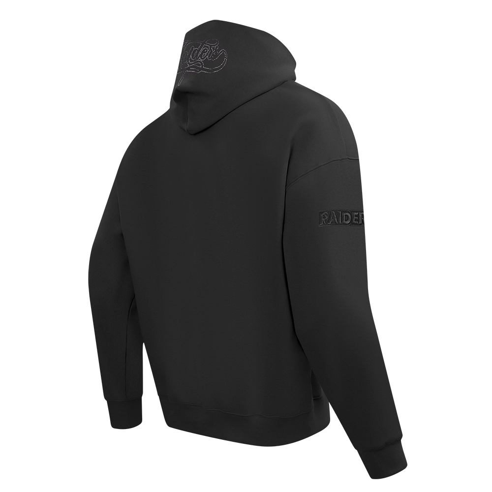 Pro Standard Men Las Vegas Raiders Blackout Drop Shoulder Fleece Pullover Hoodie - Black product image 4, provided for