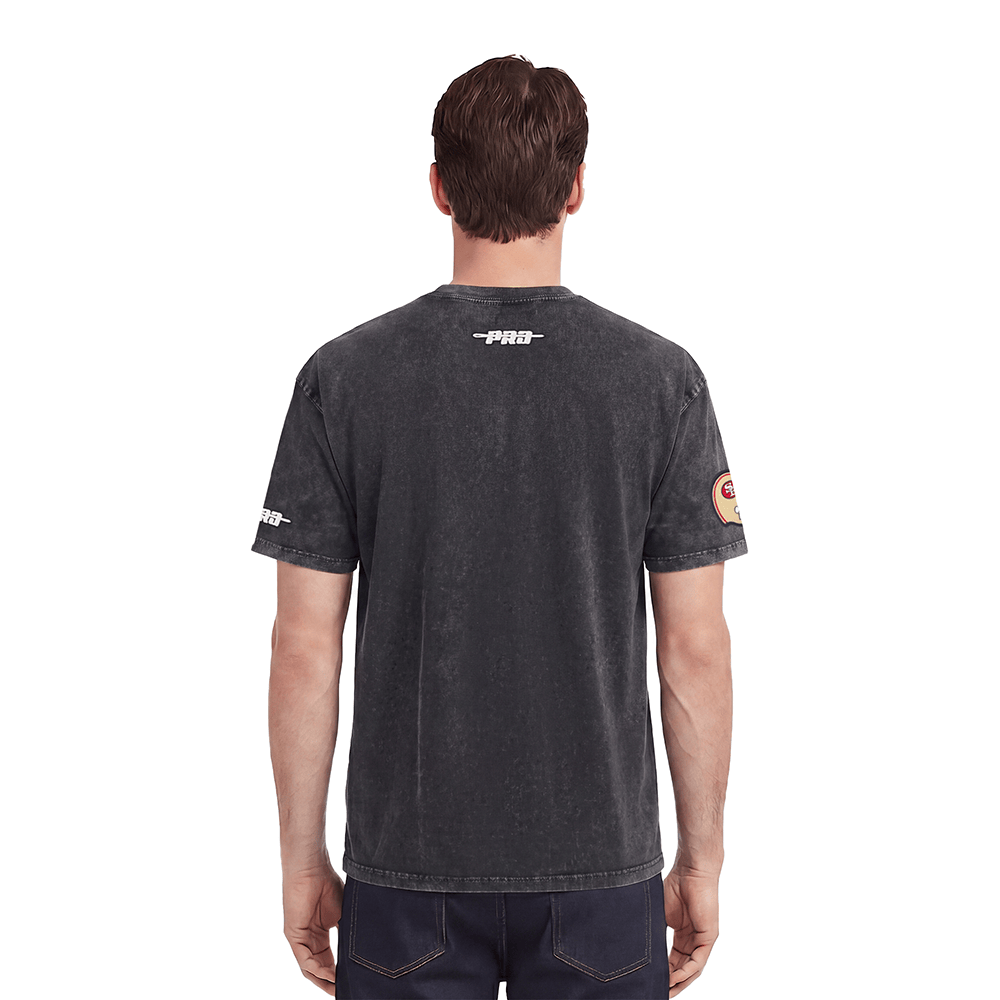 Pro Standard Men San Francisco 49ers First Team Enzyme Wash T-Shirt - Washed Black product image 4, provided for visual