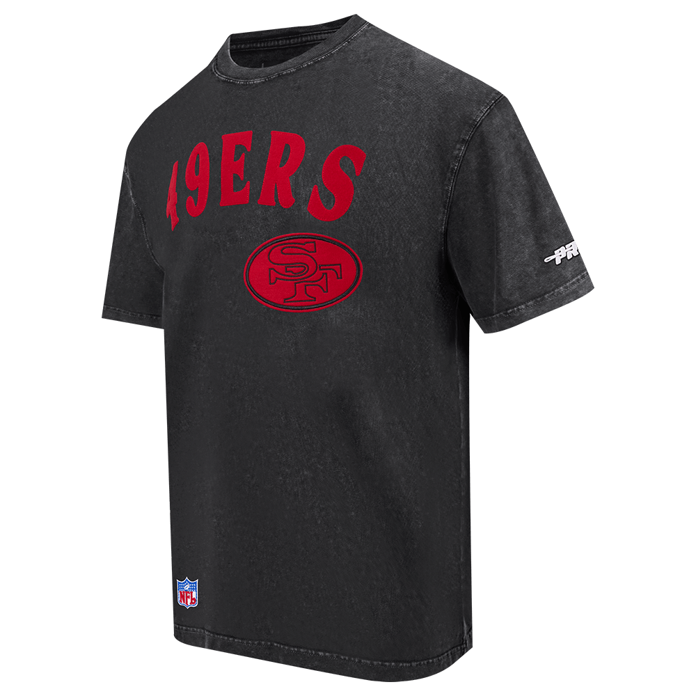 Pro Standard Men San Francisco 49ers First Team Enzyme Wash T-Shirt - Washed Black product image 1, provided for visual