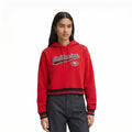 PRO STANDARD Women NFL SAN FRANCISCO 49ERS SCRIPT TAIL RIB FLEECE CROPPED PULLOVER HOODIE - RED/BLACK product image 1,