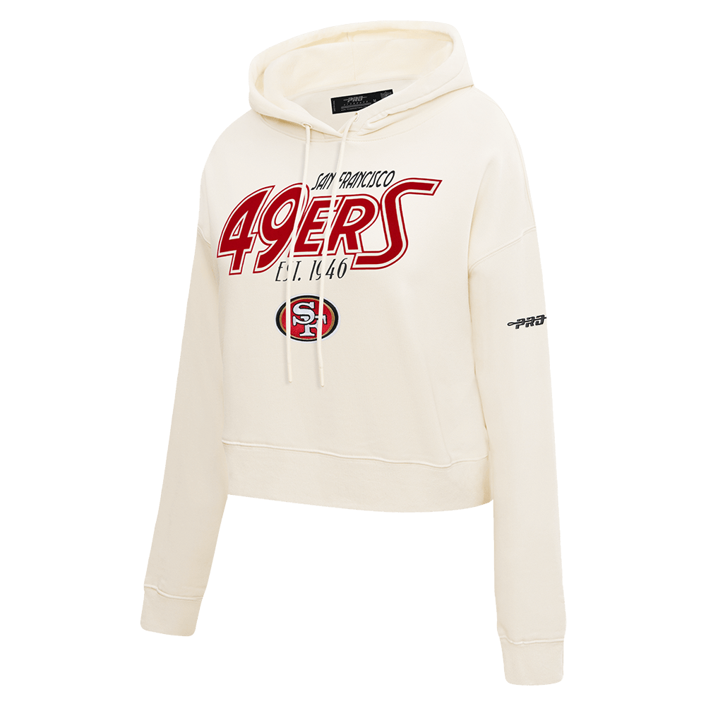 Pro Standard Women San Francisco 49ers Paradise Cropped Pullover Hoodie - Eggshell product image 1, provided for visual