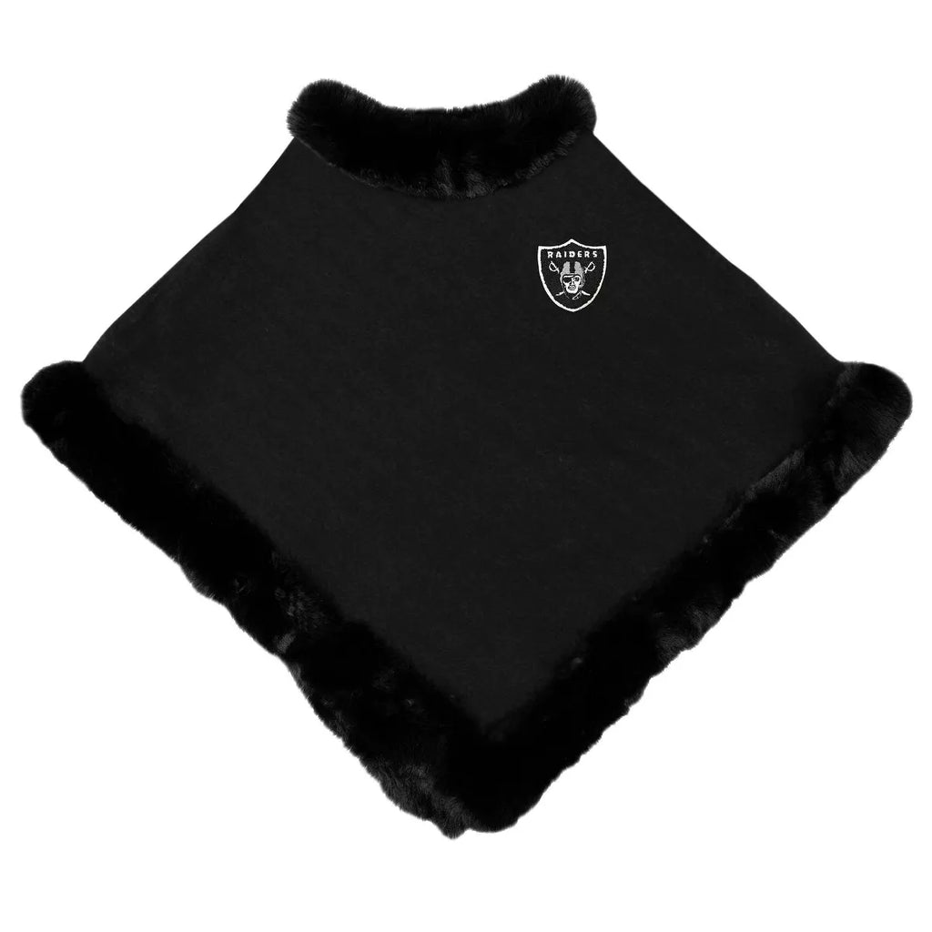 NFL Las Vegas Raiders Fur Trim Poncho product image 1, provided for visual reference and product detail review