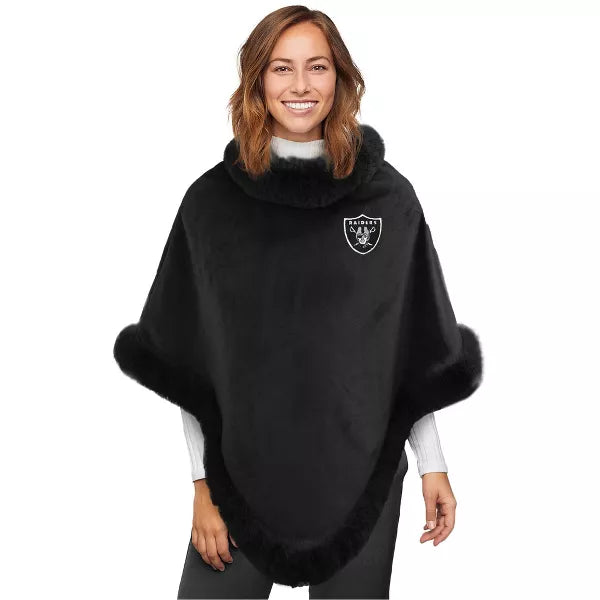 NFL Las Vegas Raiders Fur Trim Poncho product image 2, provided for visual reference and product detail review